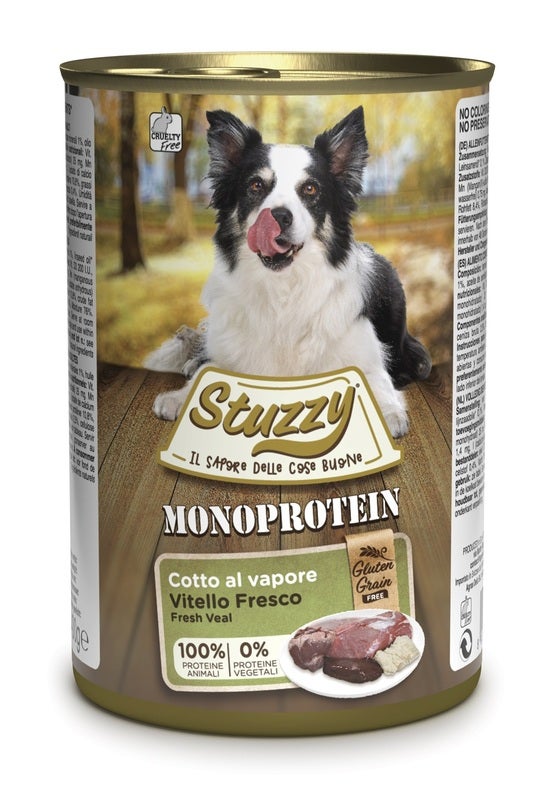 Stuzzy Monoprotein Al Vitello Cibo Umido Per Cani Adulti Barattolo 400g