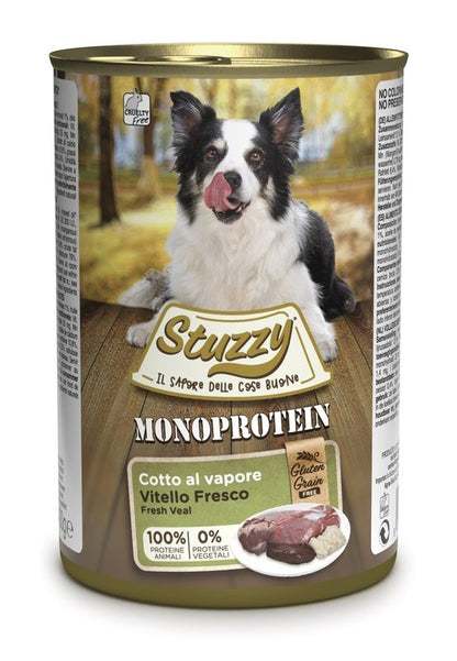 Stuzzy Monoprotein Al Vitello Cibo Umido Per Cani Adulti Barattolo 400g