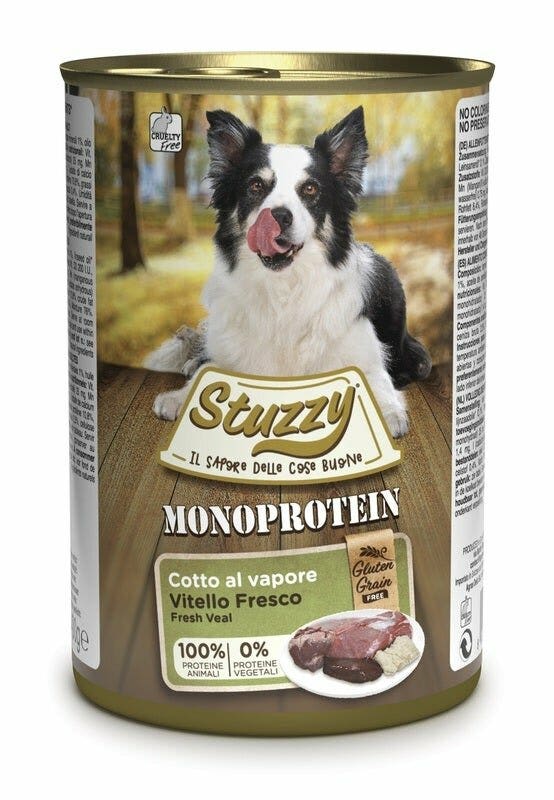 Stuzzy Monoprotein Al Vitello Cibo Umido Per Cani Adulti Barattolo 400g