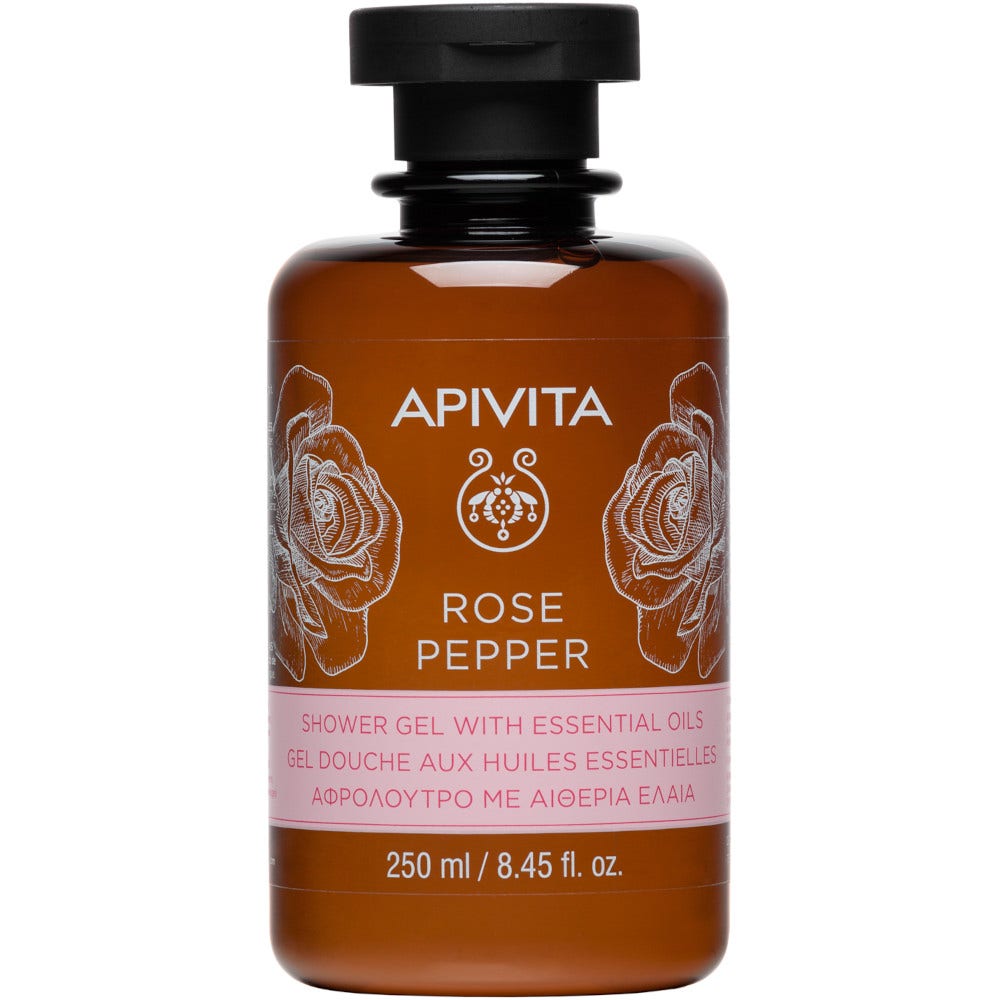 Apivita Gel Doccia Detergente Pepe Nero/Rosa Bulgara 250ml