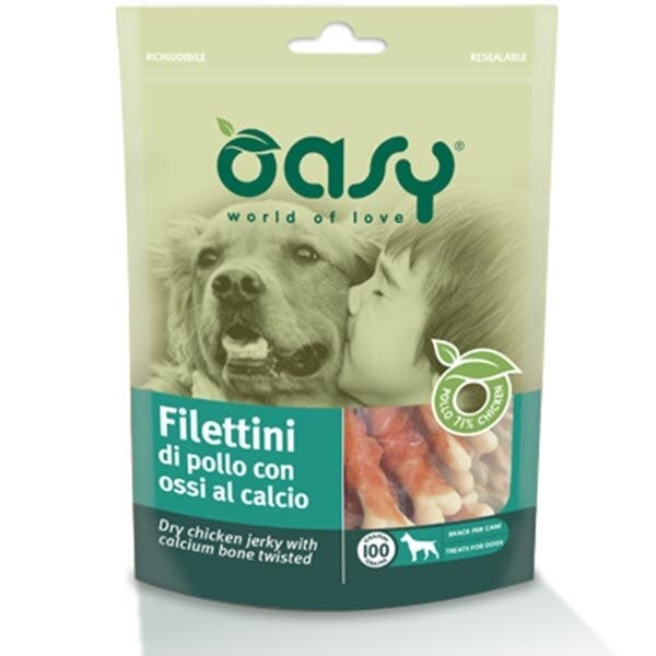 Oasy Snack Cani Filettini di Pollo con Ossi al Calcio 100g