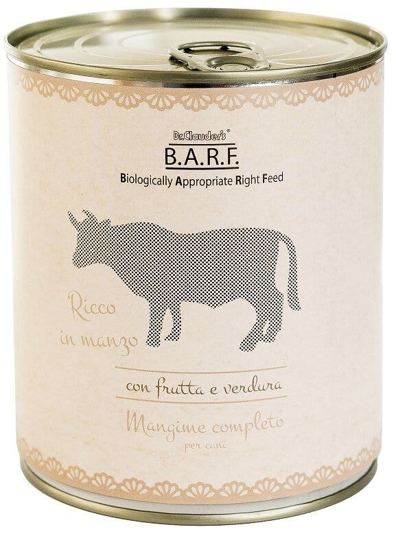 Barf Mangime Per Cane Completo Manzo Con Frutta e Verdura 800g