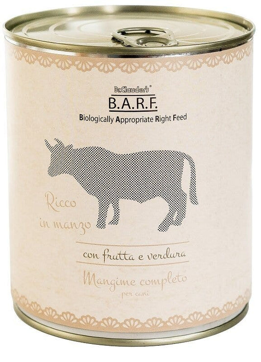 Barf Mangime Per Cane Completo Manzo Con Frutta e Verdura 800g