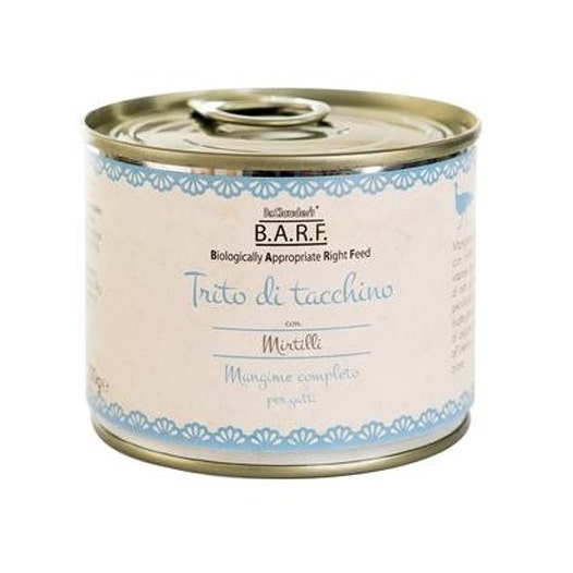 Barf Menu Completo Cibo Umido Trito Di Tacchino Per Gatti Lattina 200g