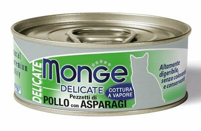 Monge Delicate Pezzetti Di Pollo Con Asparagi Cibo Umido Gatti Adulti Lattina 80g