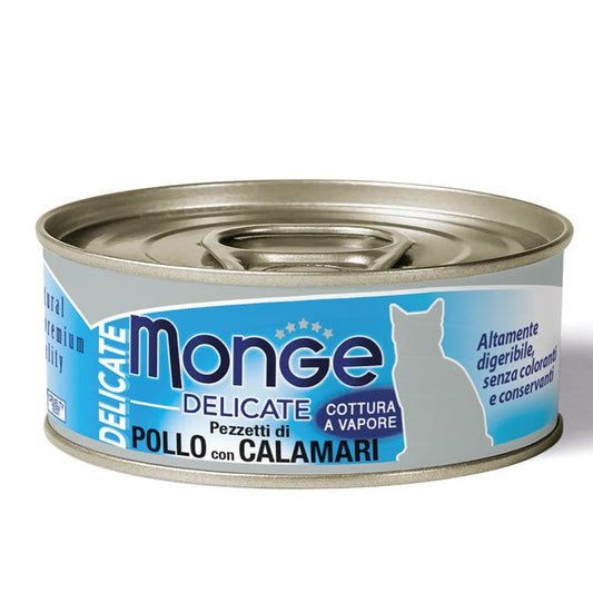 Monge Delicate Pezzetti Di Pollo Con Calamari Cibo Umido Per Gatti Adulti 80g