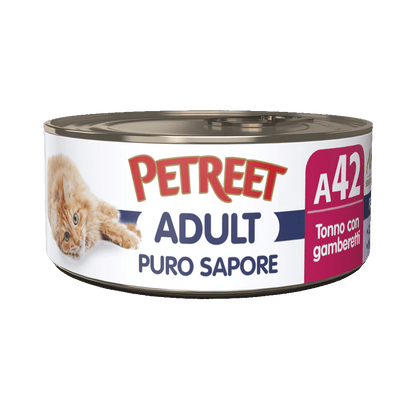 Petreet Adult Puro Sapore Tonno Con Gamberetti Per Gatti Lattina 70g