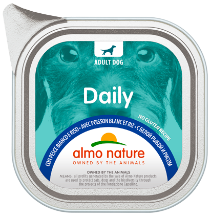 Almo Nature Daily Cibo Umido Pesce Bianco e Riso Cani Adulti Vaschetta 100g
