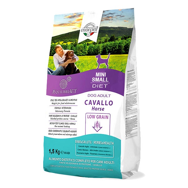 Marpet Aequilibriavet Low Grain Cavallo Cibo Secco Per Cani Adulti Taglia Mini Small Sacco 1,5Kg