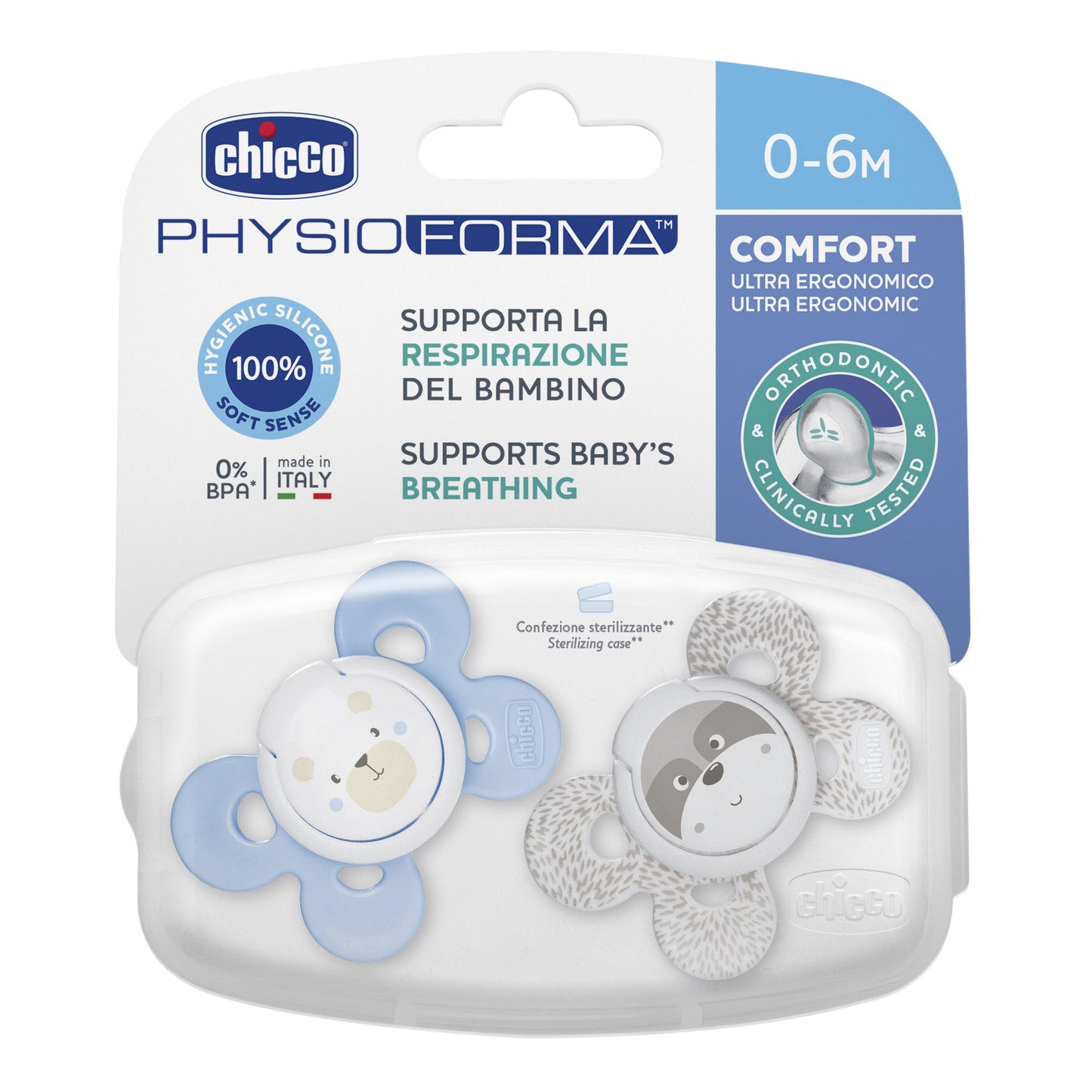 CHICCO Succh.Comfort Silic.Boy 0- 6m+ 2pz