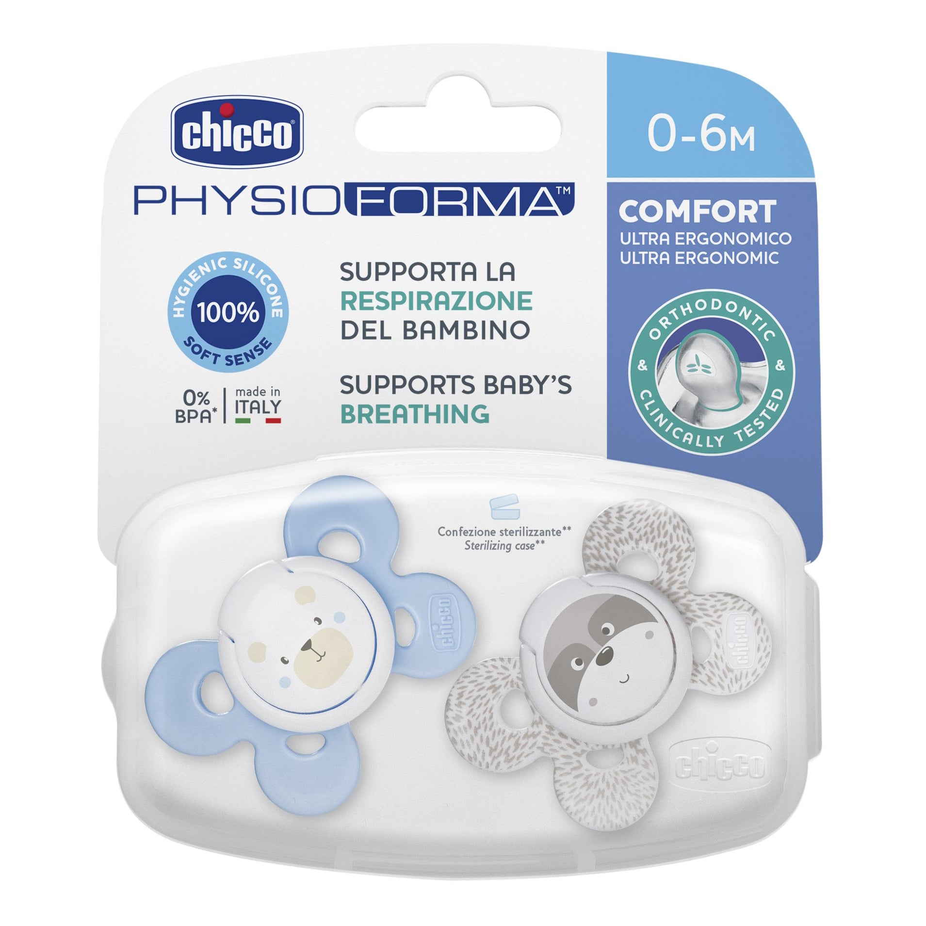 CHICCO Succh.Comfort Silic.Boy 0- 6m+ 2pz