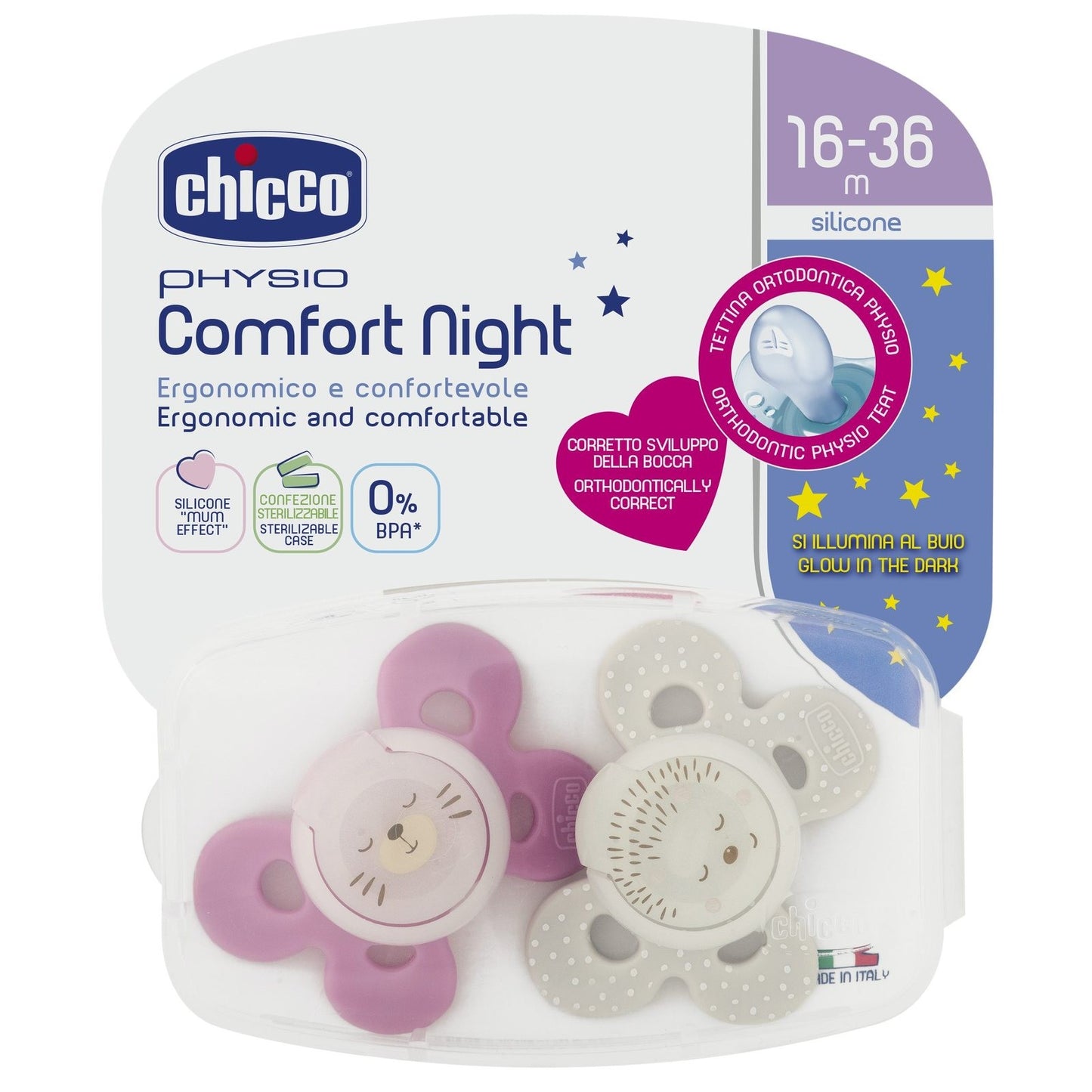 CHICCO SUCCHIETTO COMFORT LUMI G SILICONE 12M 2 PEZZI