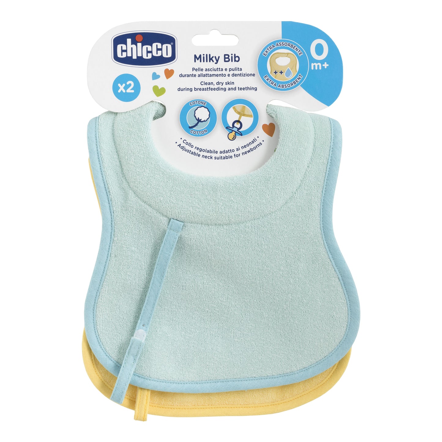 CHICCO BAVAGLINI 2 PEZZI 0+ MESI AZZURRO
