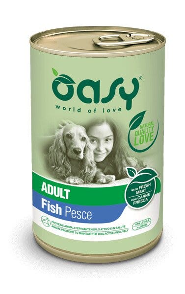 Oasy Wet Dog Lifestage Patè Pesce Cibo Umido Cani Adulti Lattina 400g