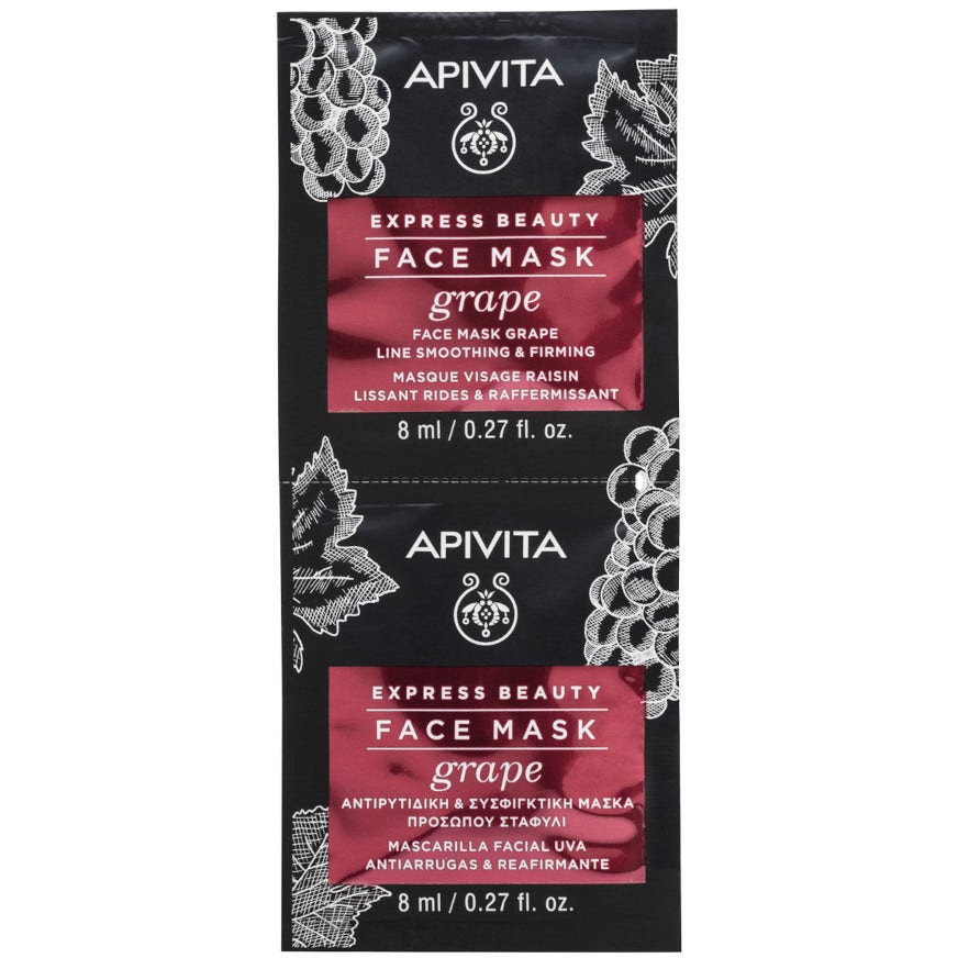 Apivita Express Beauty Maschera Viso Illuminante/Rivitalizzante Uva  2x8ml