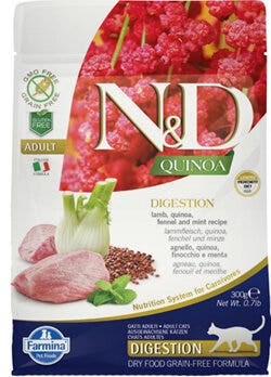 Farmina Natural & Delicious Quinoa Digestion Agnello Grain Free Cibo Secco Per Gatti 300g