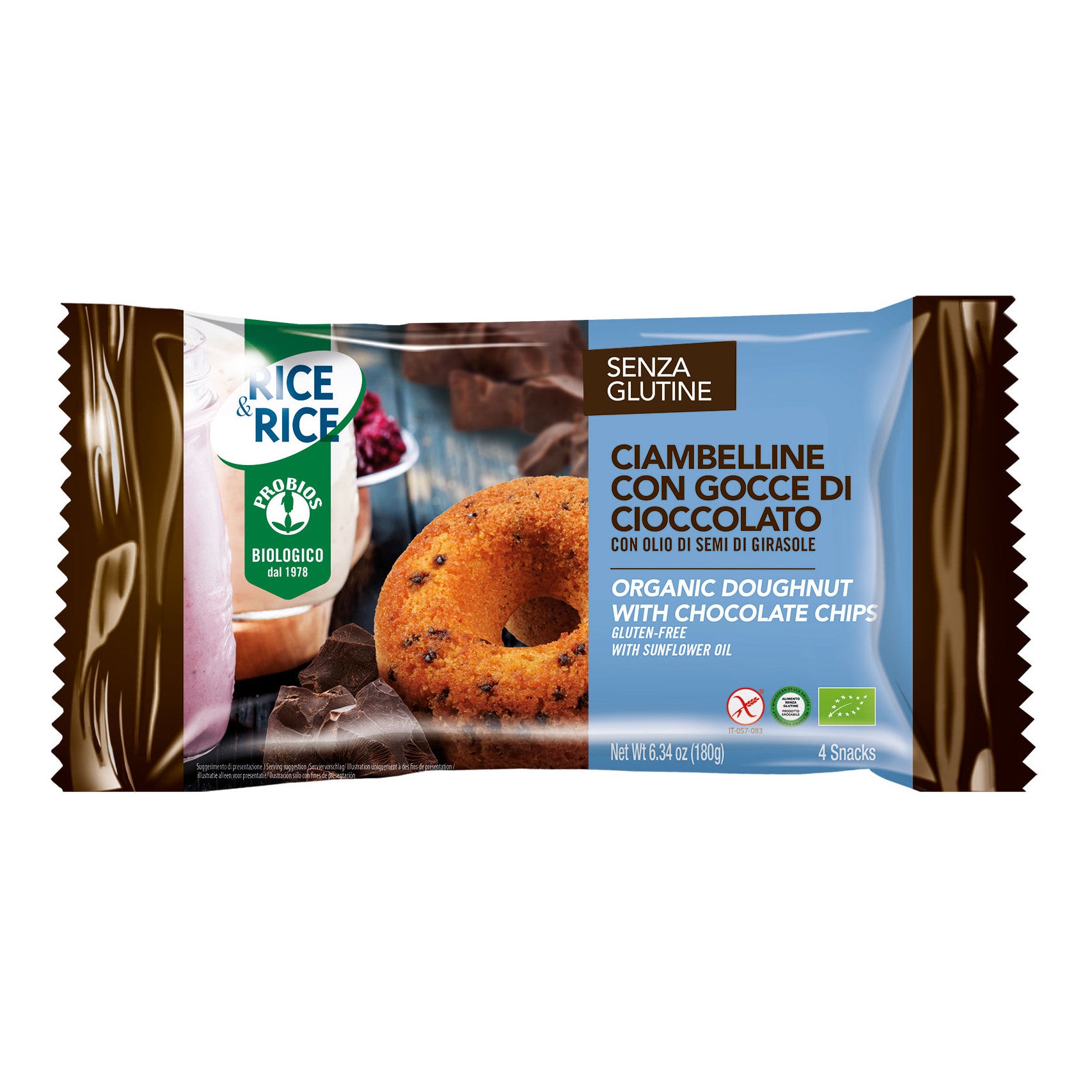 RICE & RICE Ciambelline Gocce Cioccolato 4x45g