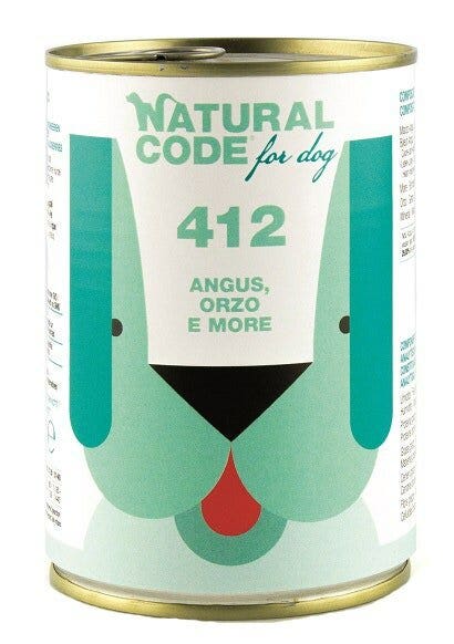 Natural Code 412 Cibo Umido Con Angus/Farro/More Per Cani Adulti Barattolo 400g