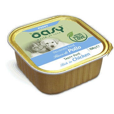 Oasy Wet Dog Delizioso Patè Al Pollo Cuccioli Vaschetta 150g