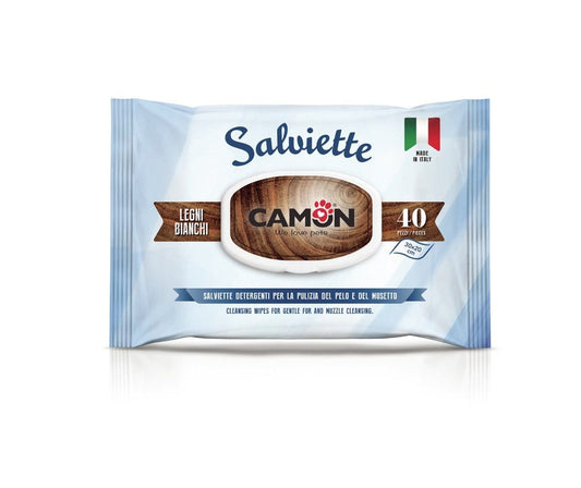 Camon 40 Salviette Detergenti Cani/Gatti Alla Fragranza Legni Bianchi