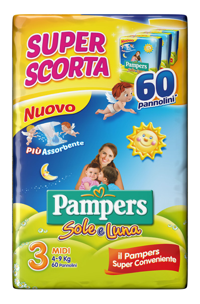 PAMPERS SOLE & LUNA TRIO TAGLIA MIDI (4-9KG) 60 PEZZI