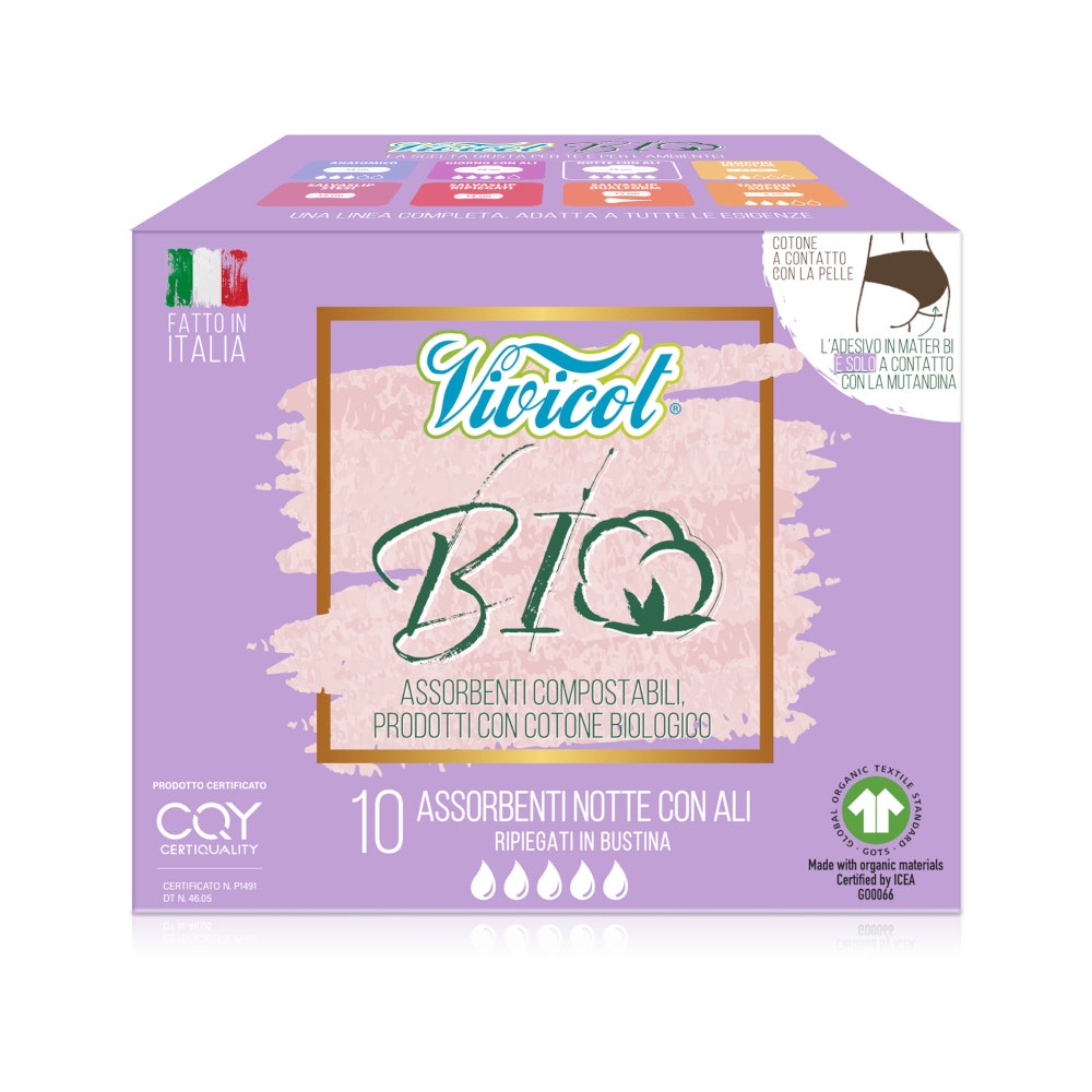 Vivicot Cotone Assorbenti Notte Con Ali 10 Pezzi