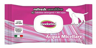 Inodorina Refresh Sensitive Salviette Detergenti Con Acqua Micellare Per Cani/Gatti 40 Salviette