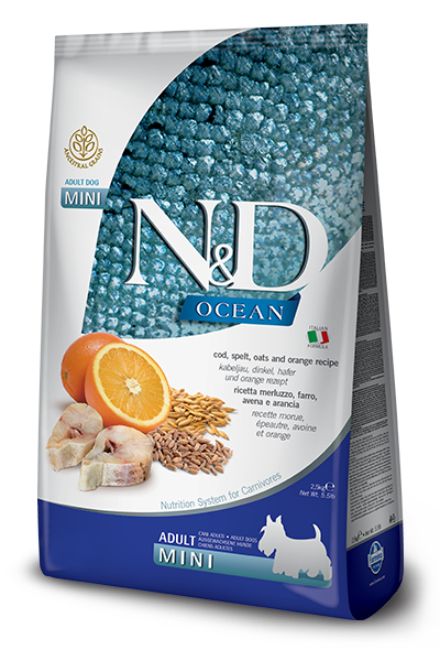 Farmina N&D Ocean Merluzzo E Farro Cani Adulti Taglia Mini Sacco 2,5kg