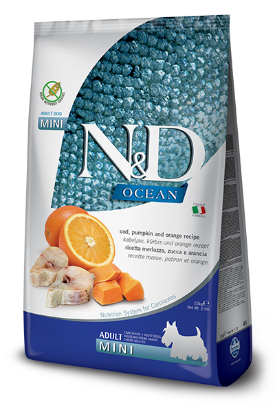 Farmina N&D Ocean Merluzzo E Zucca Cani Adulti Taglia Mini Sacco 800g