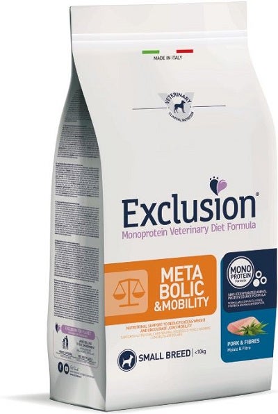 Exclusion Monoprotein Veterinary Diet Formula Metabolic & Mobility Crocchette Con Maiale/Fibre Per Cani Adulti Taglia Piccola Sacco 2kg