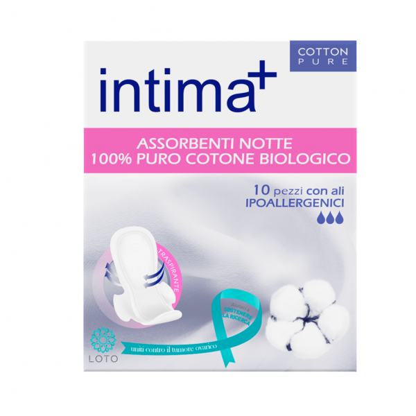 Intima+ Assorbenti In Cotone Notte Con Ali 10 Pezzi
