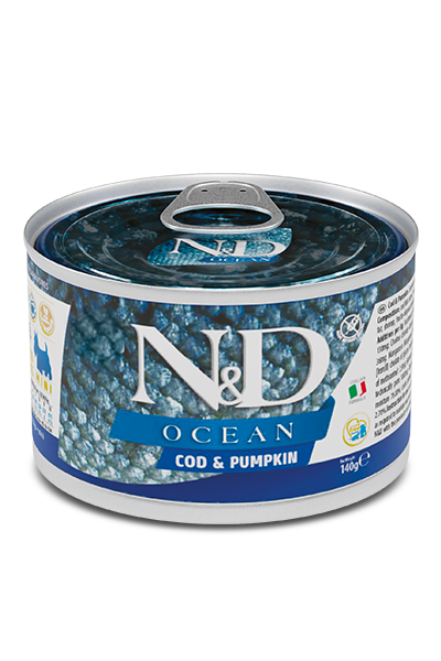 N&D Dog Ocean Cibo Umido Merluzzo E Zucca Per Cani Adulti Taglia Mini 140g