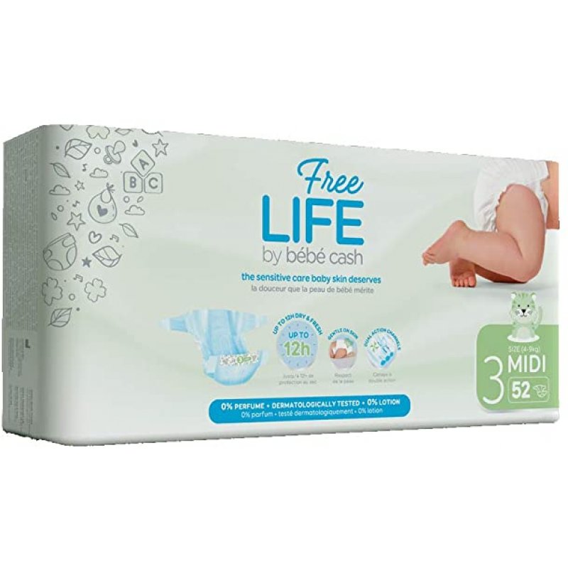FREELIFE BEBECASH MIDI TAGLIA 3 (4-9KG) 52 PEZZI