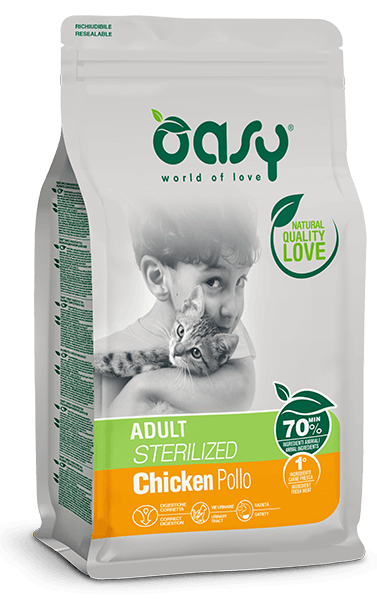 Oasy Dry Crocchette Di Pollo Per Gatti Sterilizzati Sacco 1,5kg