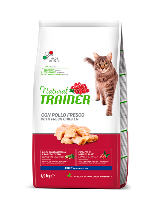 Natural Trainer Crocchette Pollo Fresco Per Gatti Adulti Sacco 1,5kg