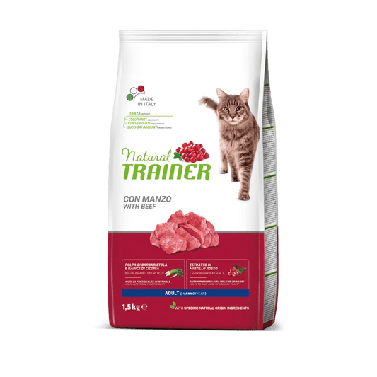 Natural Trainer Crocchette Con Manzo Per Gatti Adulti Sacco 1,5kg