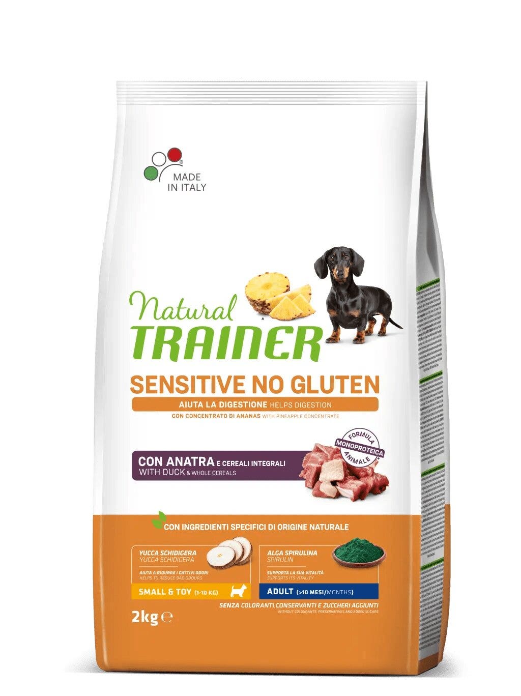 Natural Trainer Sensitive Senza Glutine Crocchette Con Anatra Per Cani Adulti Taglia Mini Sacco 2kg