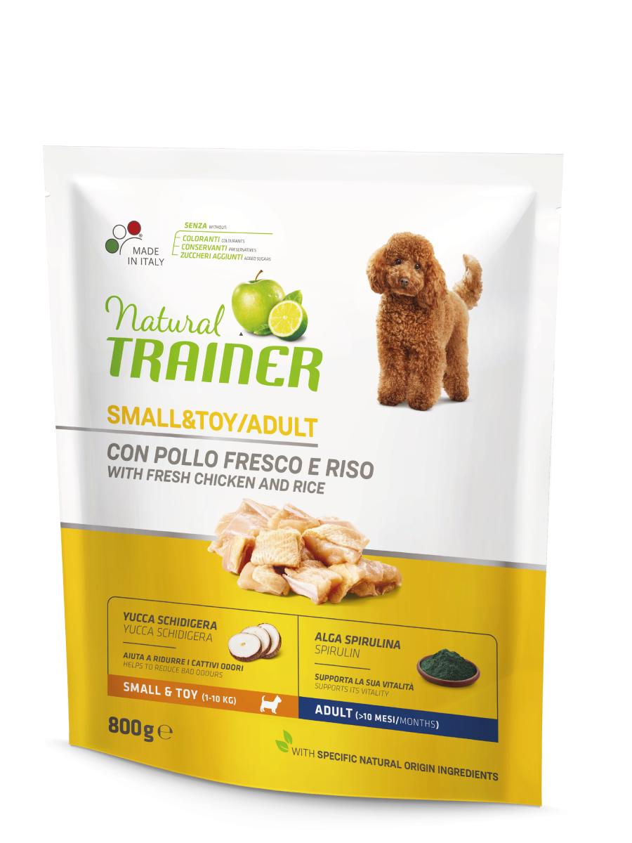 Natural Trainer Crocchette Al Pollo E Riso Per Cani Adulti Taglia Mini Sacco 0,8kg