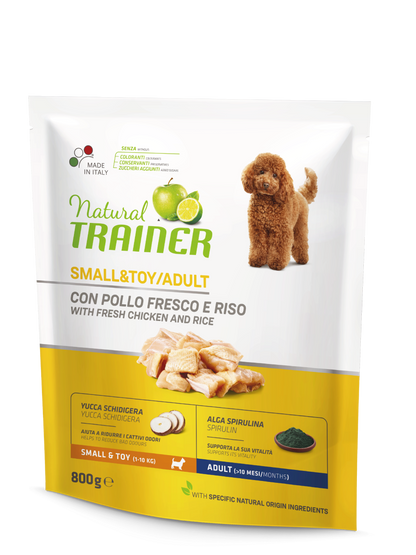 Natural Trainer Crocchette Al Pollo E Riso Per Cani Adulti Taglia Mini Sacco 0,8kg