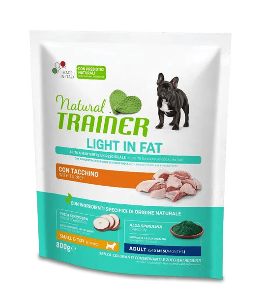 Natural Trainer Light In Fat Crocchette Tacchino Per Cani Adulti Taglia Mini 800g