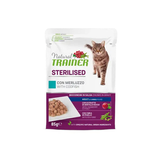 Natural Trainer Cibo Umido Al Merluzzo Per Gatti Adulti Sterilizzati Busta 85g