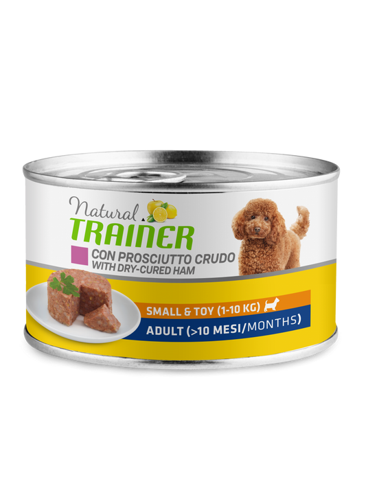 Natural Trainer Maintenance Mature Con Prosciutto Crudo Cani Adulti Taglia Mini Lattina 150g