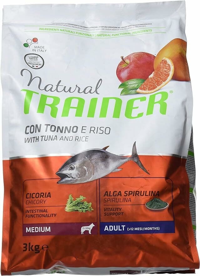 Natural Trainer Crocchette Tonno e Riso Cane Adult Medium 3Kg