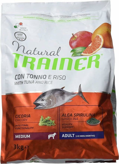 Natural Trainer Crocchette Tonno e Riso Cane Adult Medium 3Kg