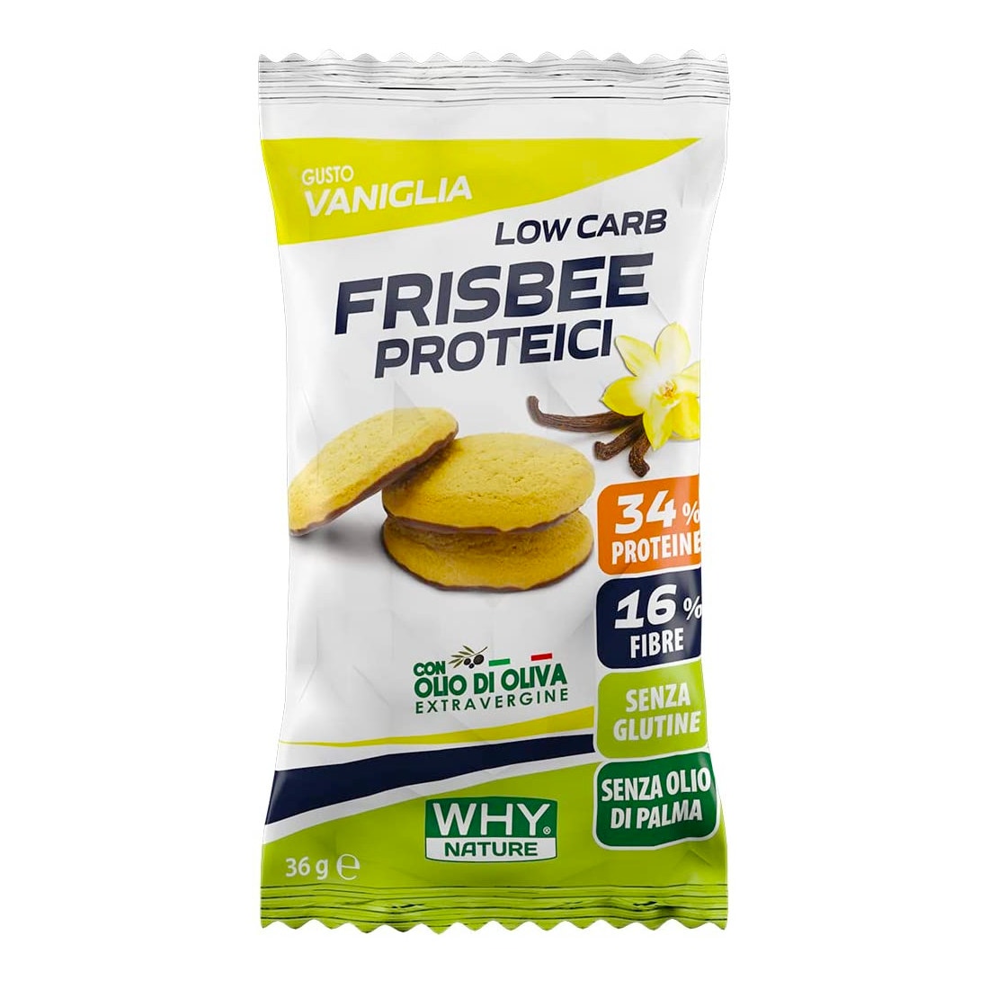 Why Nature Frisbee Biscotti Proteici Gusto Vaniglia 36g