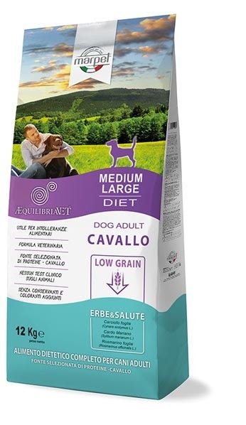Marpet Aequilibriavet Low Grain Cavallo Cibo Secco Per Cani Adulti Taglia Medium Large Sacco 12 Kg