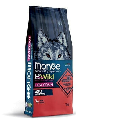 Monge B Wild Low Grain All Breeds con Cervo Cibo Secco Per Cani Adulti Sacco 12 Kg