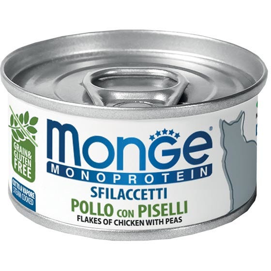 Monge Monoprotein Sfilaccetti Pollo Con Piselli Cibo Umido Per Gatti Adulti 80g
