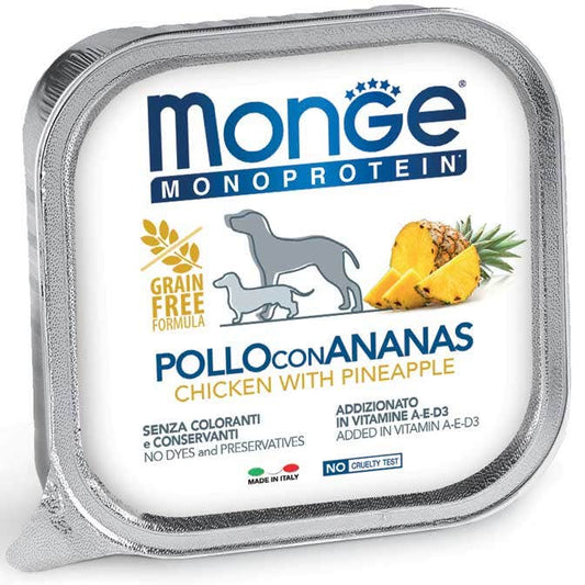 Monge Monoprotein Pollo Con Ananas Cibo Umido Per Cani Adulti 150g