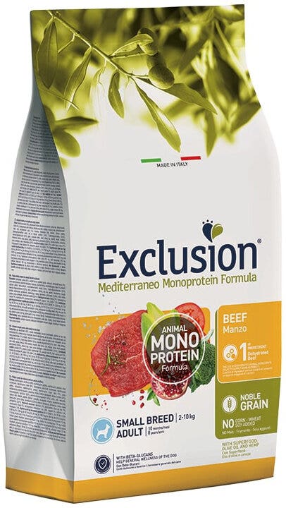 Dorado Exclusion Mediterraneo Monoprotein Noble Grain Adult Small Breed Con Manzo Cibo Secco Per Cani 500g